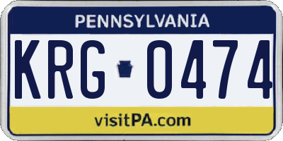 PA license plate KRG0474