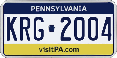 PA license plate KRG2004