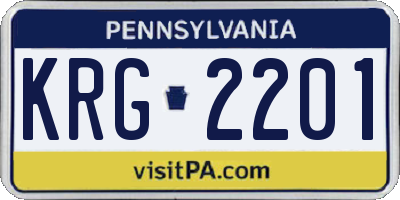 PA license plate KRG2201