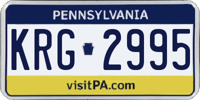 PA license plate KRG2995