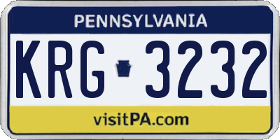 PA license plate KRG3232