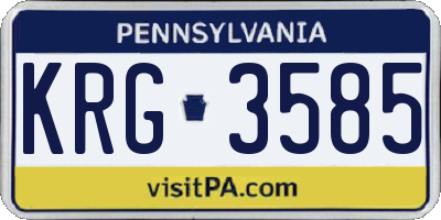 PA license plate KRG3585