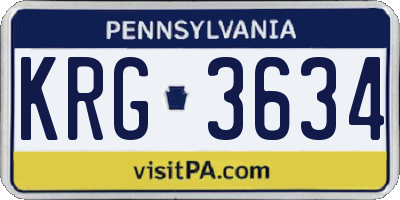 PA license plate KRG3634
