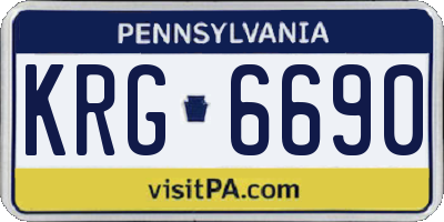 PA license plate KRG6690