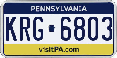 PA license plate KRG6803