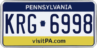 PA license plate KRG6998