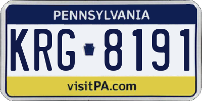 PA license plate KRG8191