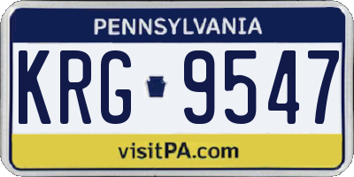 PA license plate KRG9547