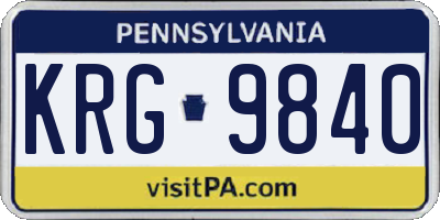 PA license plate KRG9840
