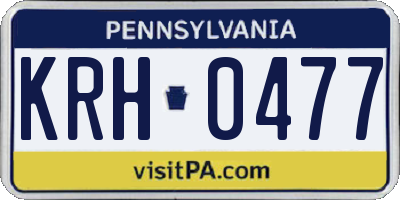 PA license plate KRH0477