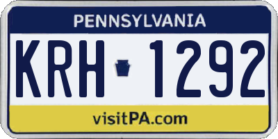 PA license plate KRH1292