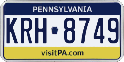 PA license plate KRH8749