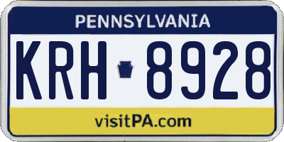 PA license plate KRH8928