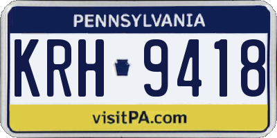 PA license plate KRH9418