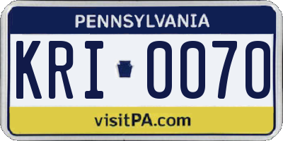 PA license plate KRI0070