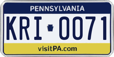 PA license plate KRI0071