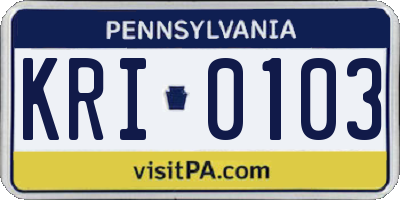 PA license plate KRI0103