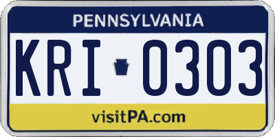 PA license plate KRI0303