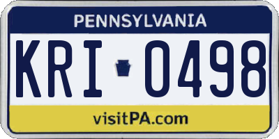 PA license plate KRI0498