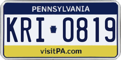 PA license plate KRI0819