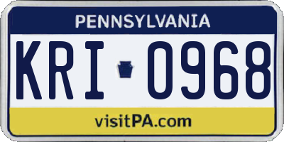 PA license plate KRI0968