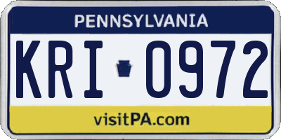 PA license plate KRI0972