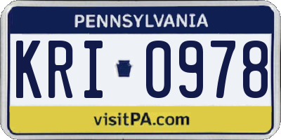 PA license plate KRI0978