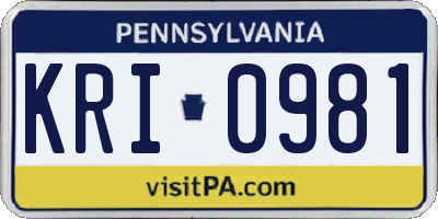 PA license plate KRI0981