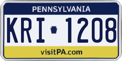 PA license plate KRI1208