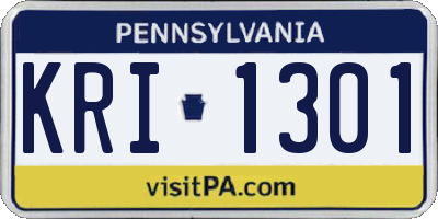 PA license plate KRI1301