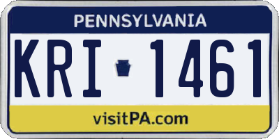 PA license plate KRI1461