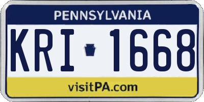 PA license plate KRI1668