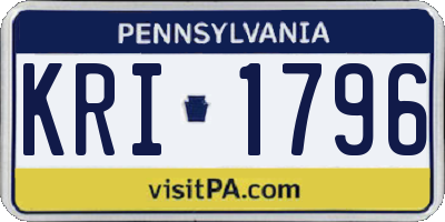 PA license plate KRI1796