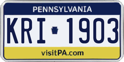 PA license plate KRI1903