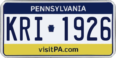 PA license plate KRI1926