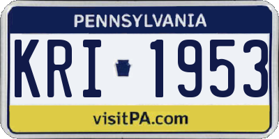 PA license plate KRI1953