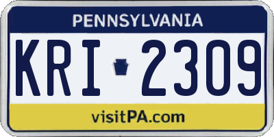 PA license plate KRI2309
