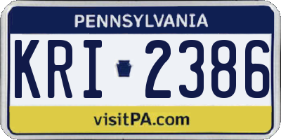 PA license plate KRI2386