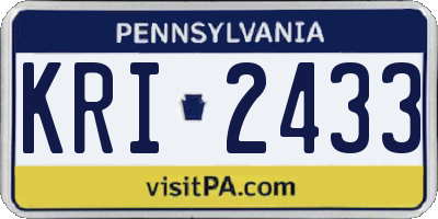 PA license plate KRI2433