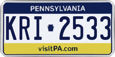 PA license plate KRI2533
