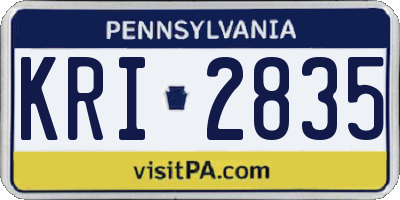 PA license plate KRI2835