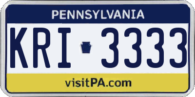 PA license plate KRI3333