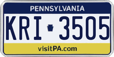 PA license plate KRI3505