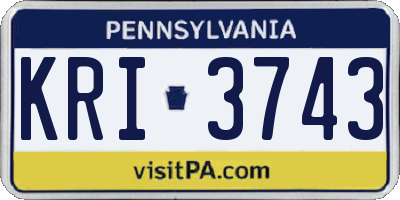 PA license plate KRI3743