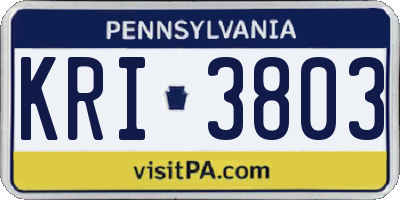 PA license plate KRI3803