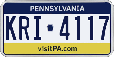 PA license plate KRI4117