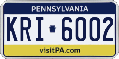 PA license plate KRI6002