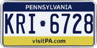 PA license plate KRI6728