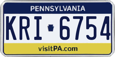 PA license plate KRI6754
