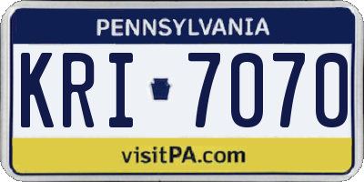 PA license plate KRI7070